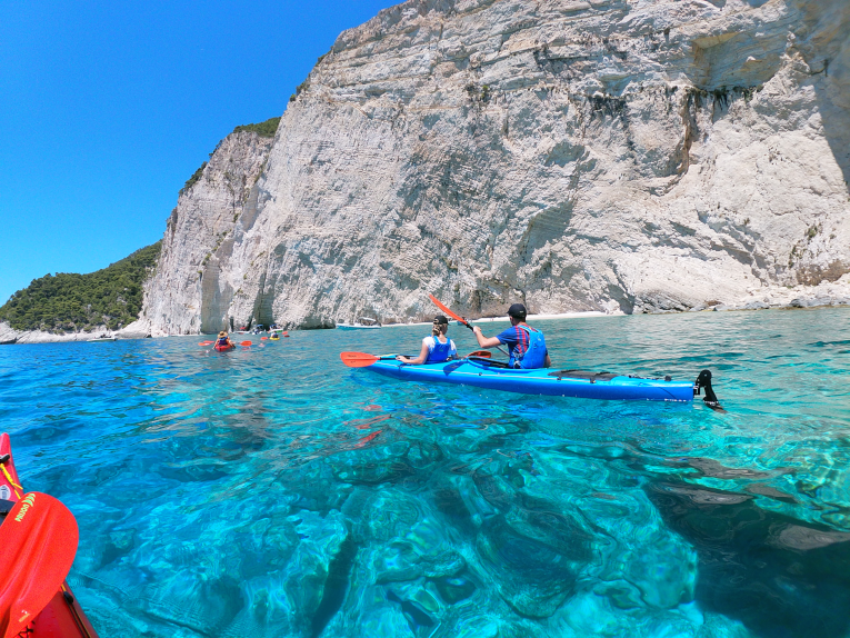 Outdoor activity of sea kayak at Keri cliffs - Zante