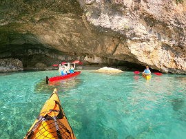 Sea Kayaks inside Xigia cave Zante