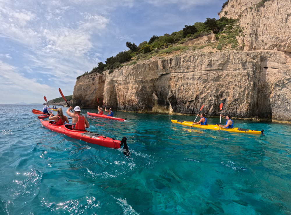 Outdoor activity of sea kayak at Blue Caves - Zante