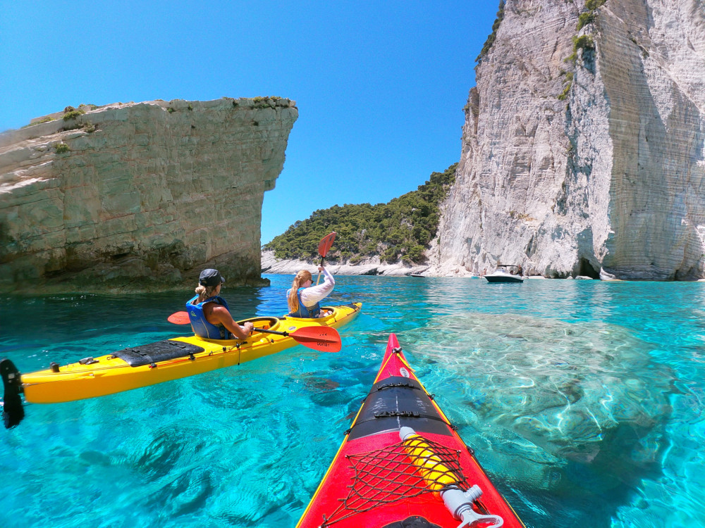 Sea kayaks in Keri Caves Zakynthos