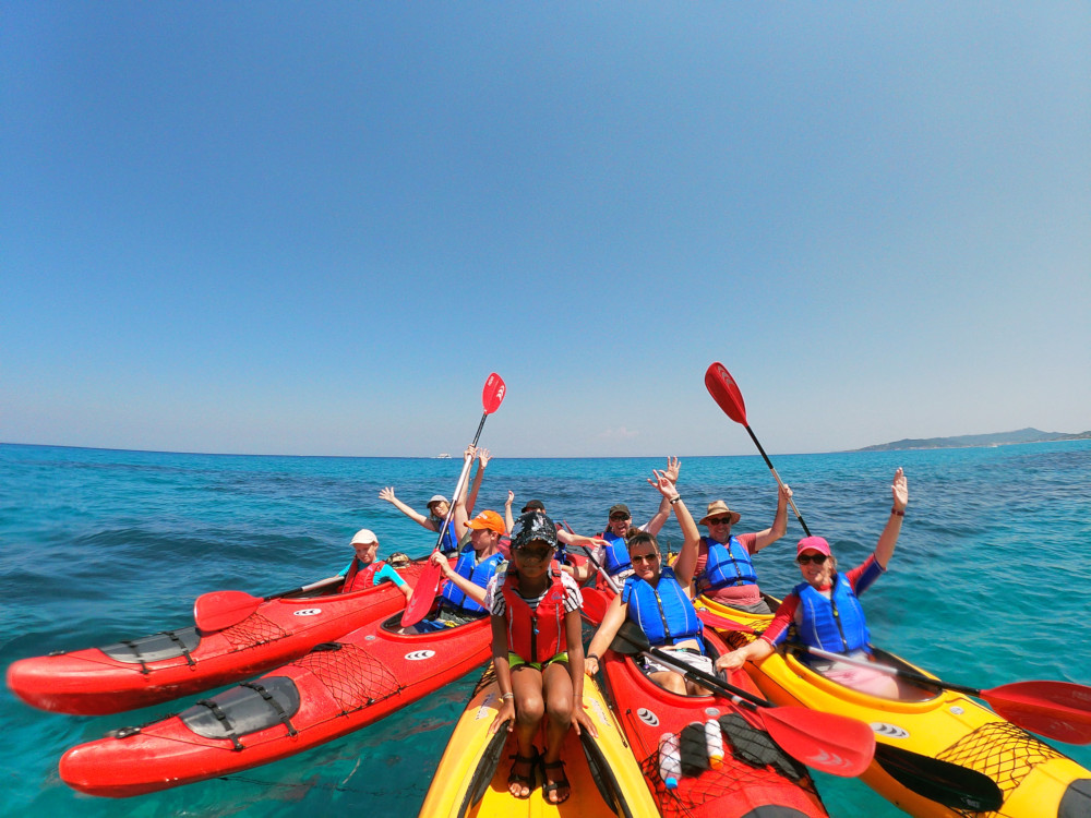 Group of Sea kayaks in Zakynthos Xigia Sulphur Springs